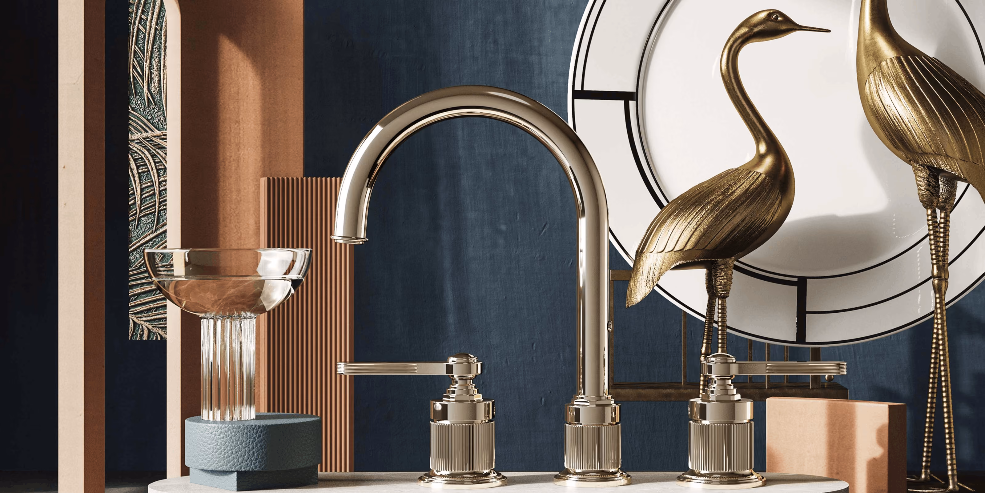 Gessi textured brassware finishes showing colour and surface detail