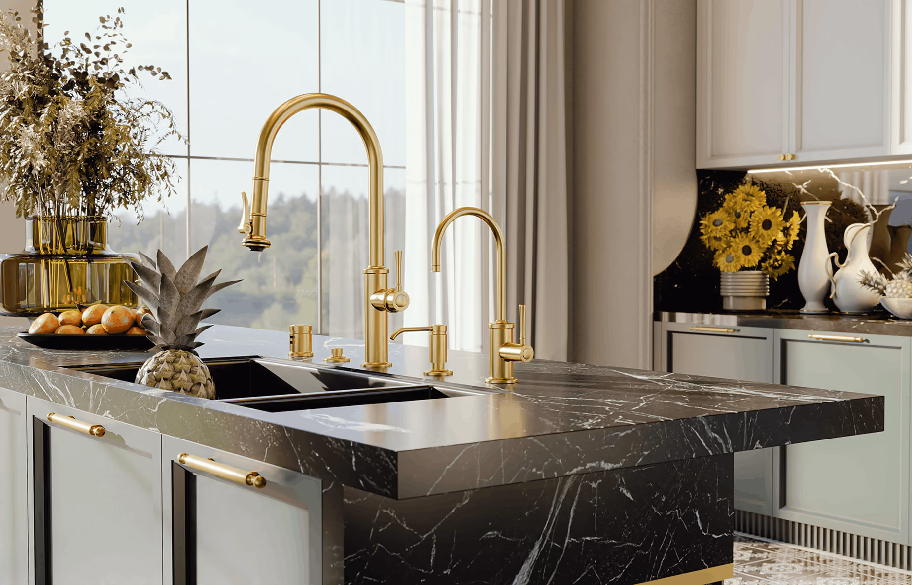 Graff brassware in a kitchen setting at LPM Leigh