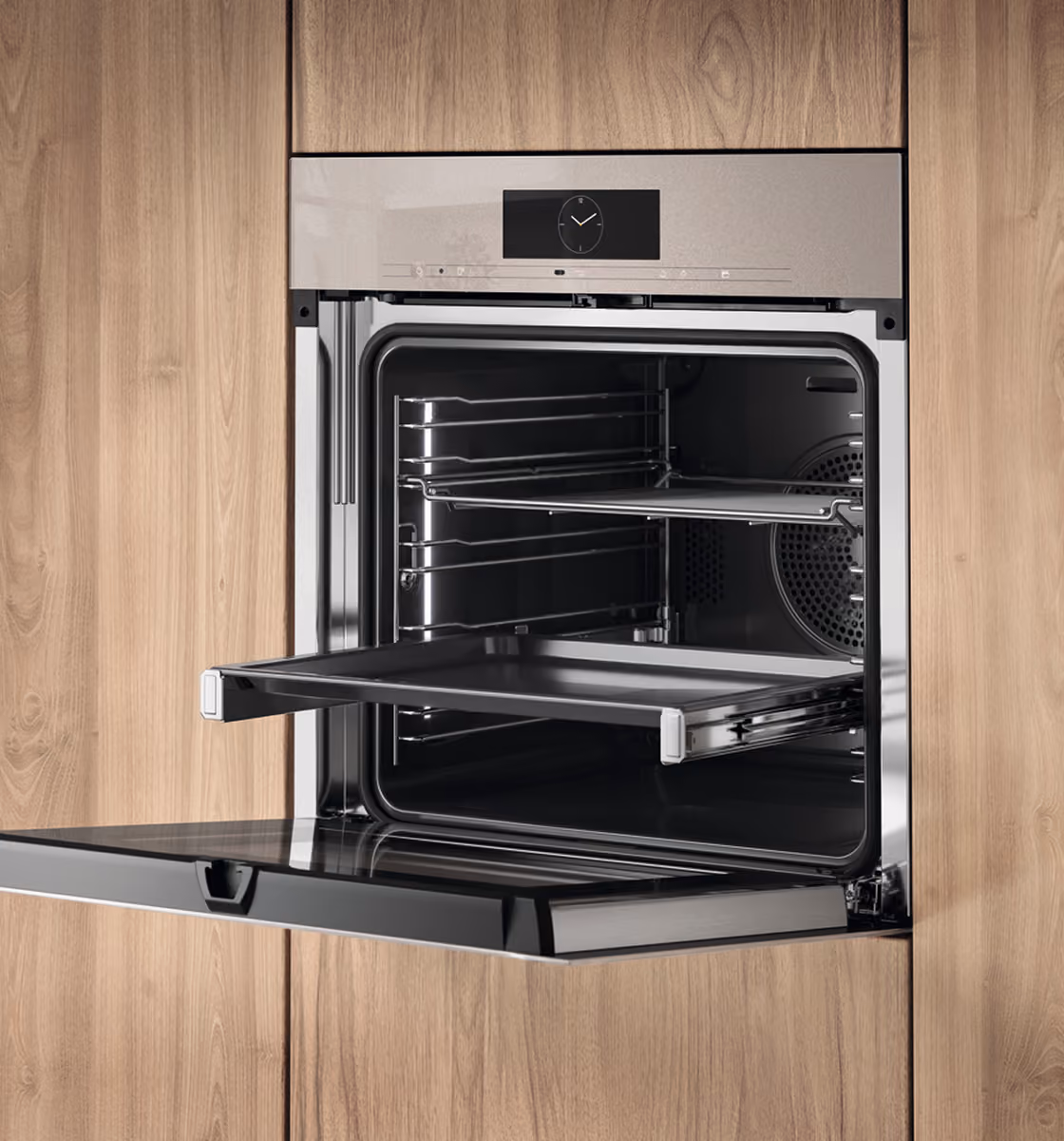 Miele built-in oven with glass front and touch control display