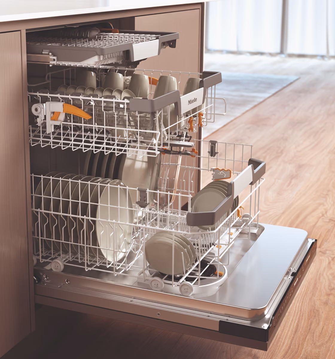Miele integrated dishwasher with AutoDos automatic detergent dispensing