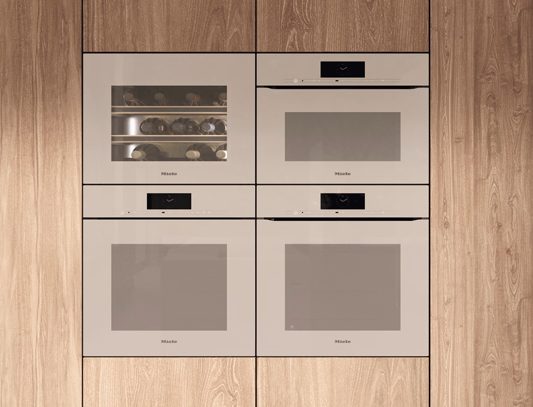 Miele ArtLine handleless appliances sitting flush with modern kitchen cabinetry