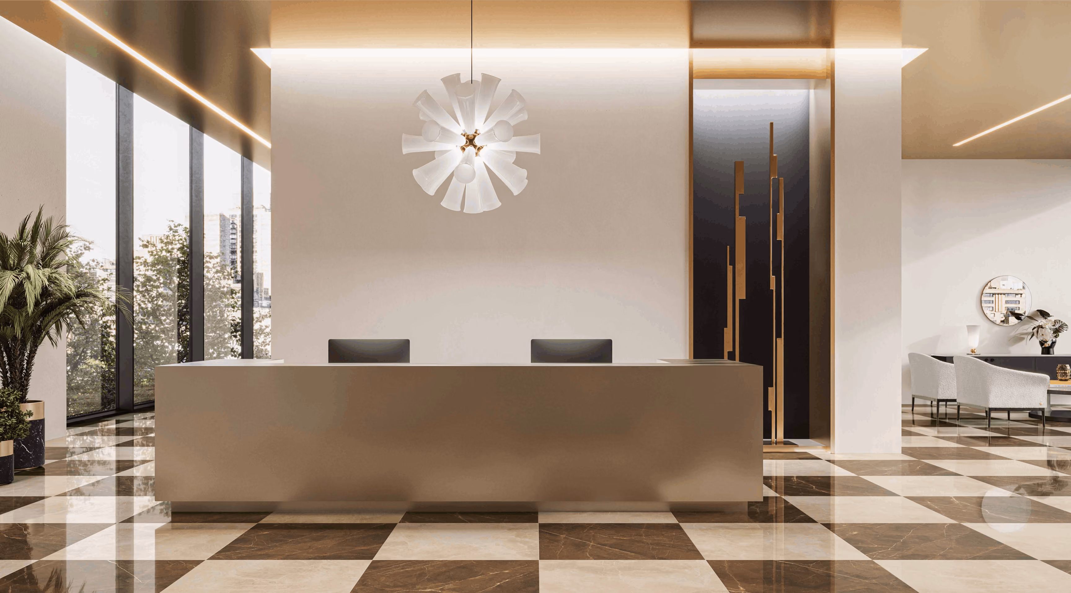 Luxury Versace interior finished with bold Italian designer porcelain tiles