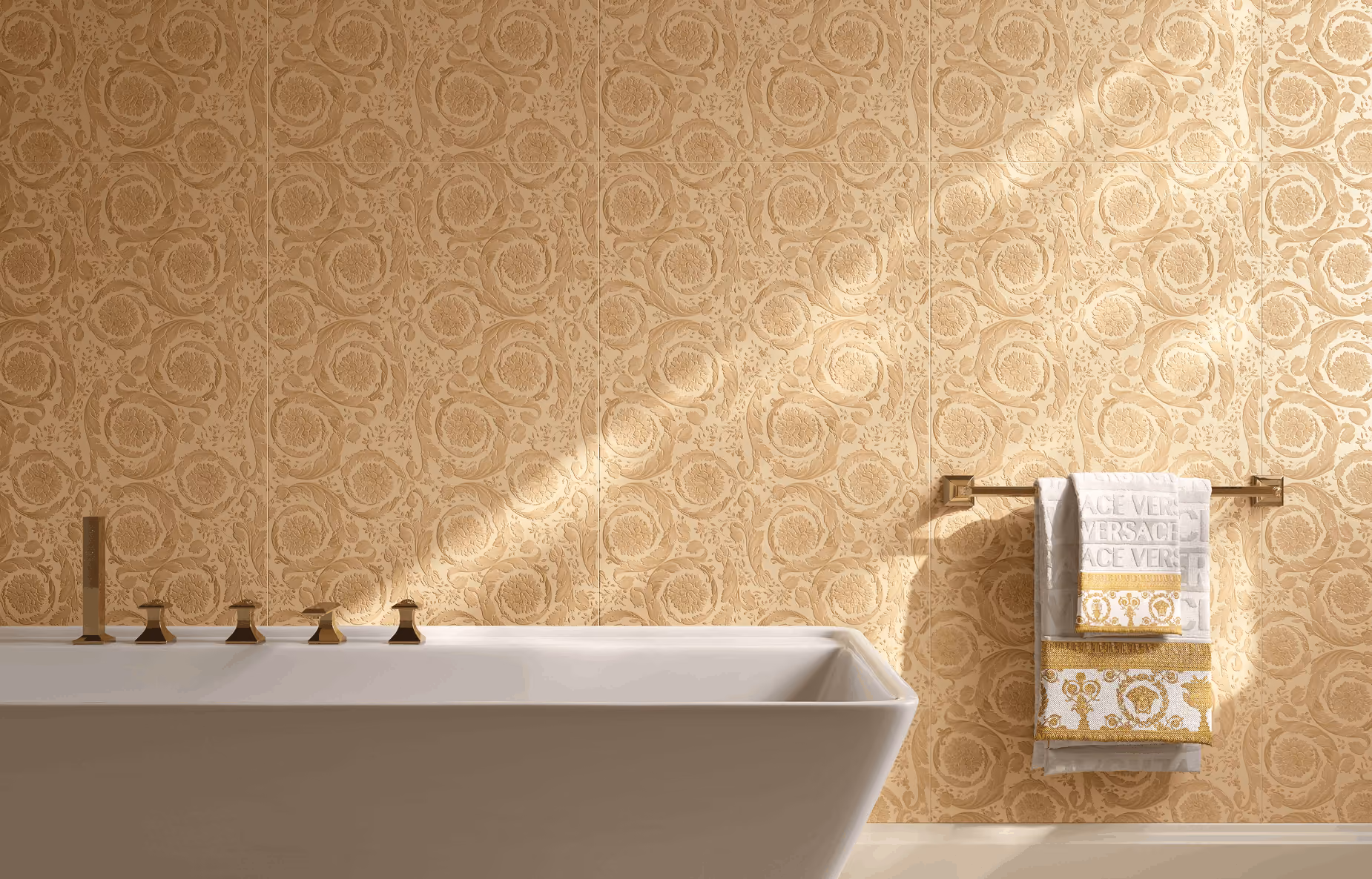 Bold Versace interior featuring signature patterns and luxurious finishes