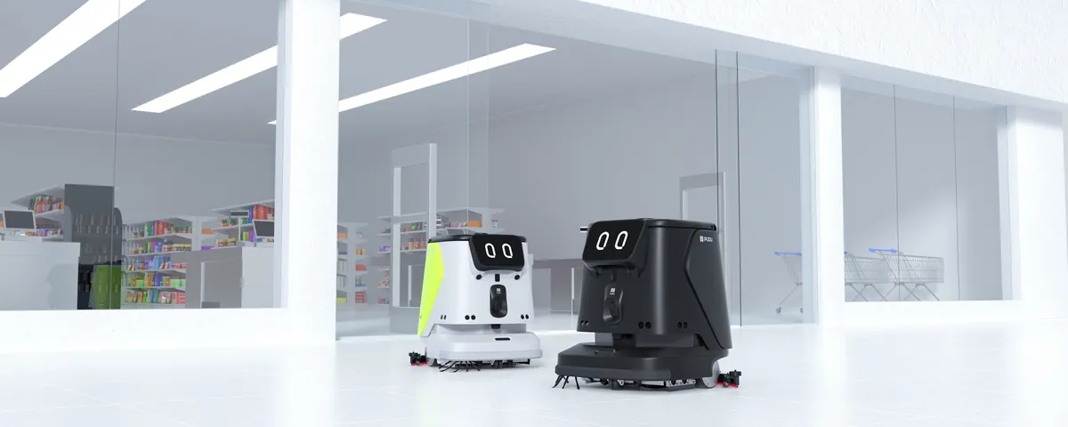PUDU CC1 Pro într-un spațiu de birouri luminos