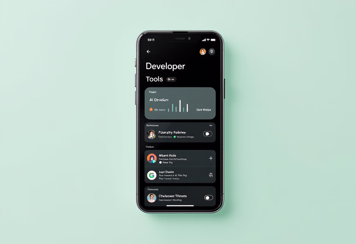[digital project] image of a mobile device with a website loading on it (for ai developer tools)
