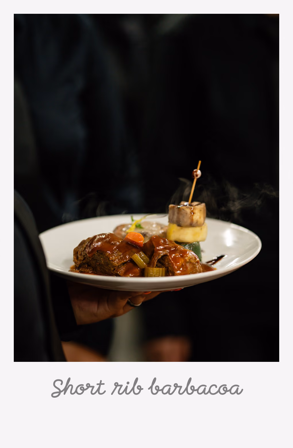 Mexican-style short rib barbacoa with Grilled Vegetable Tower