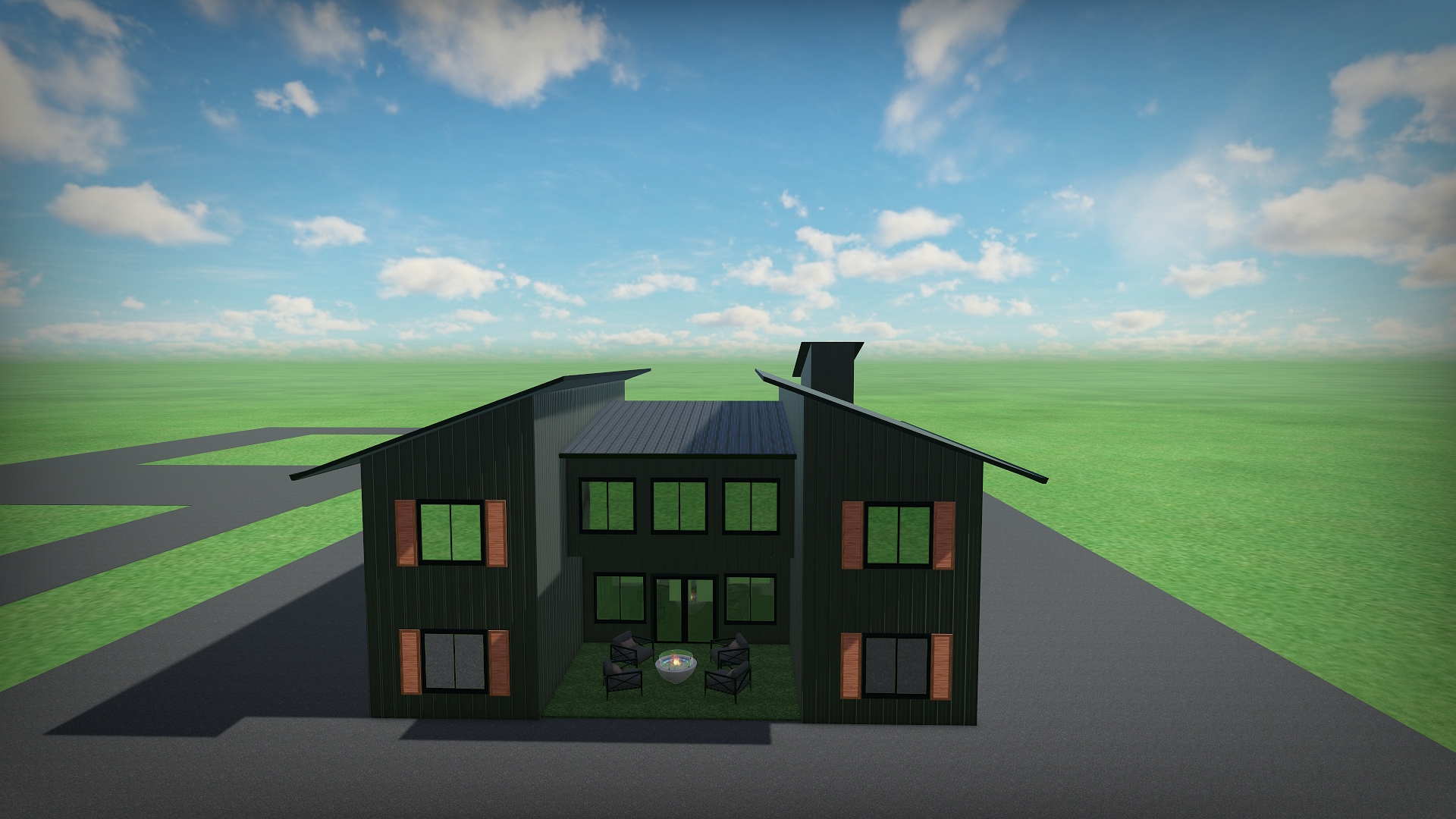 Modular building render, exterior