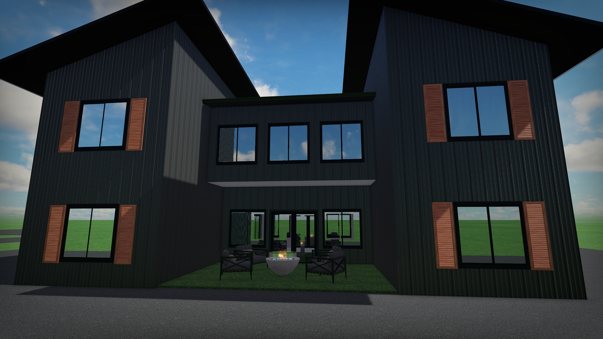Modular building render, detail view