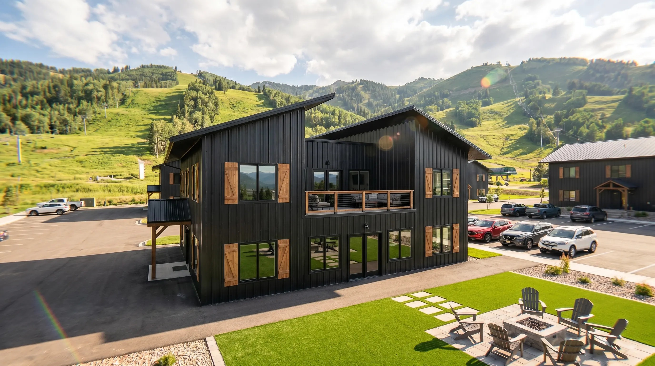 Modular guest cabin render with deck