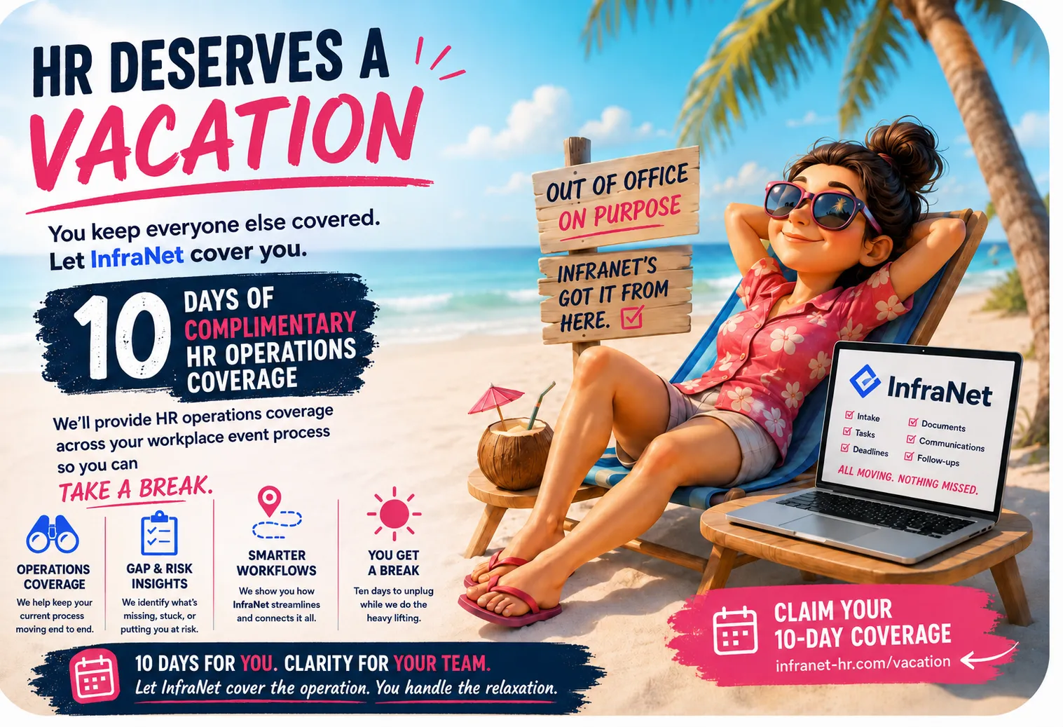 HR deserves a vacation — InfraNet provides ten days of complimentary HR operations coverage
