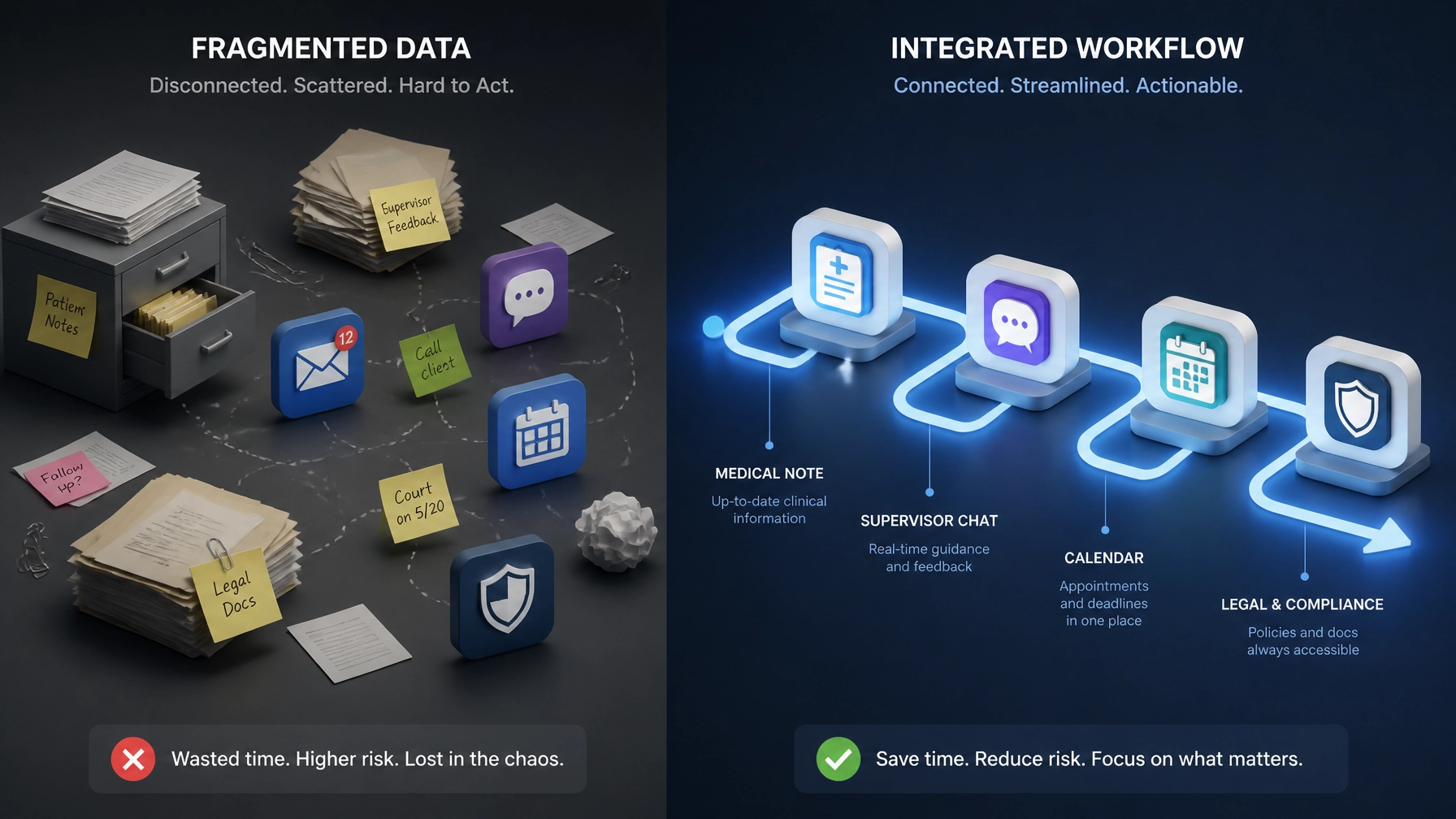 A comparison of fragmented data versus an integrated workflow