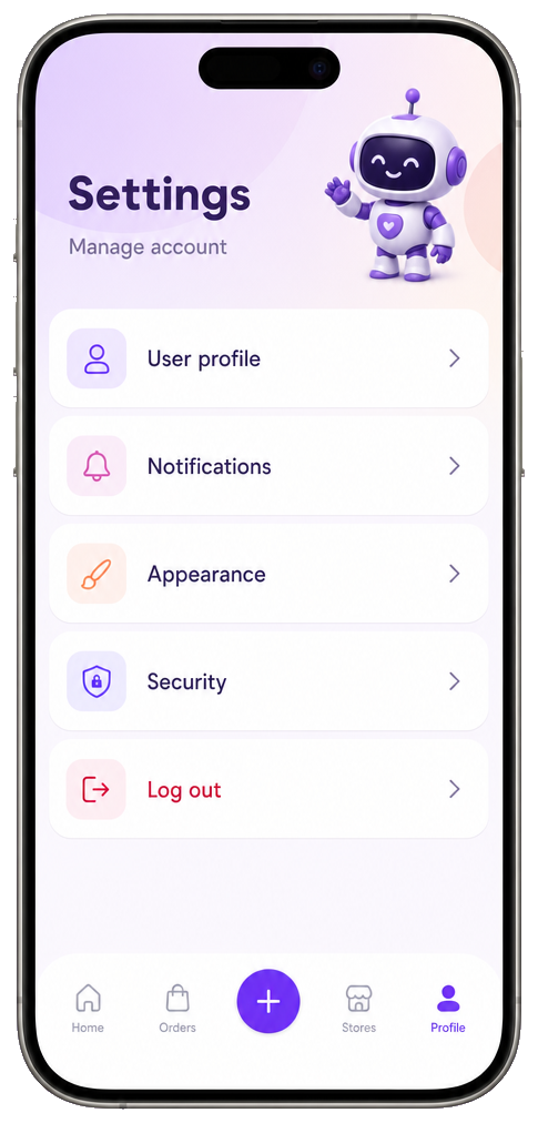Buy4Me app — profile and settings