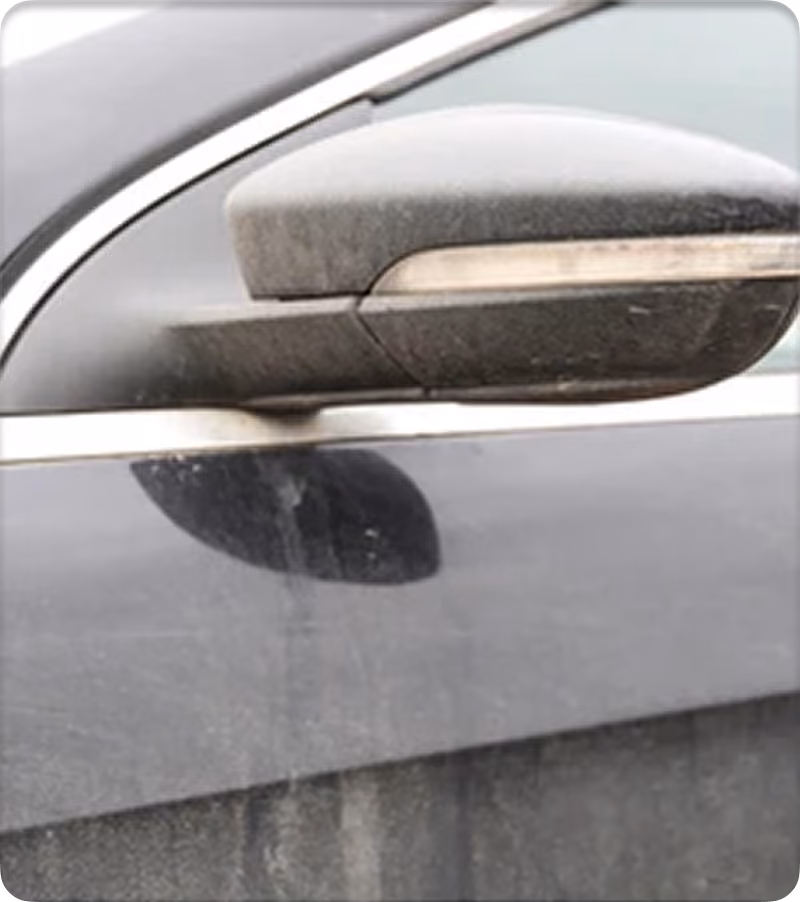 Car detailing result showing clean glossy paintwork