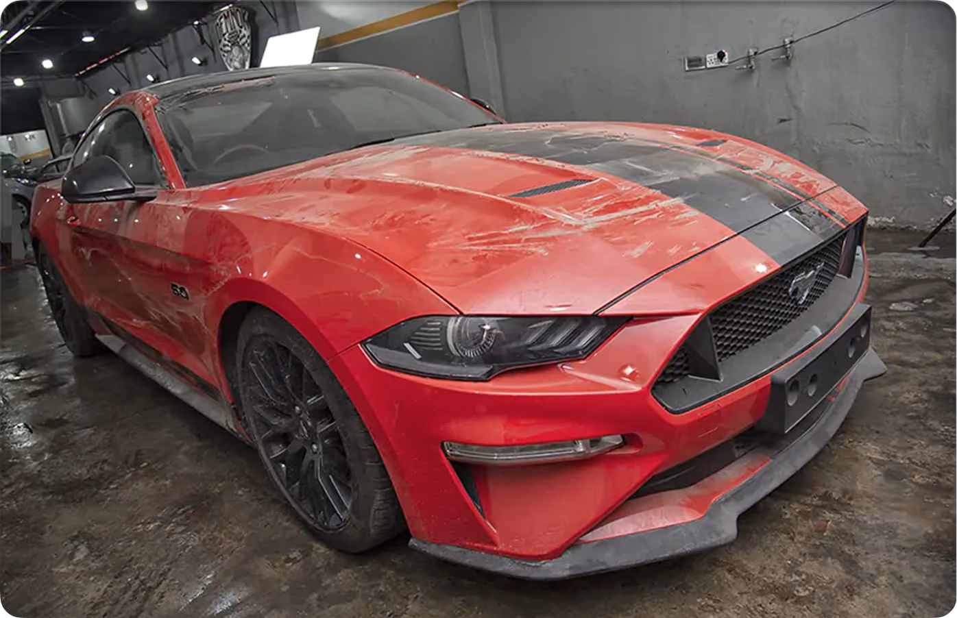 Before and after car detailing result showing restored vehicle finish