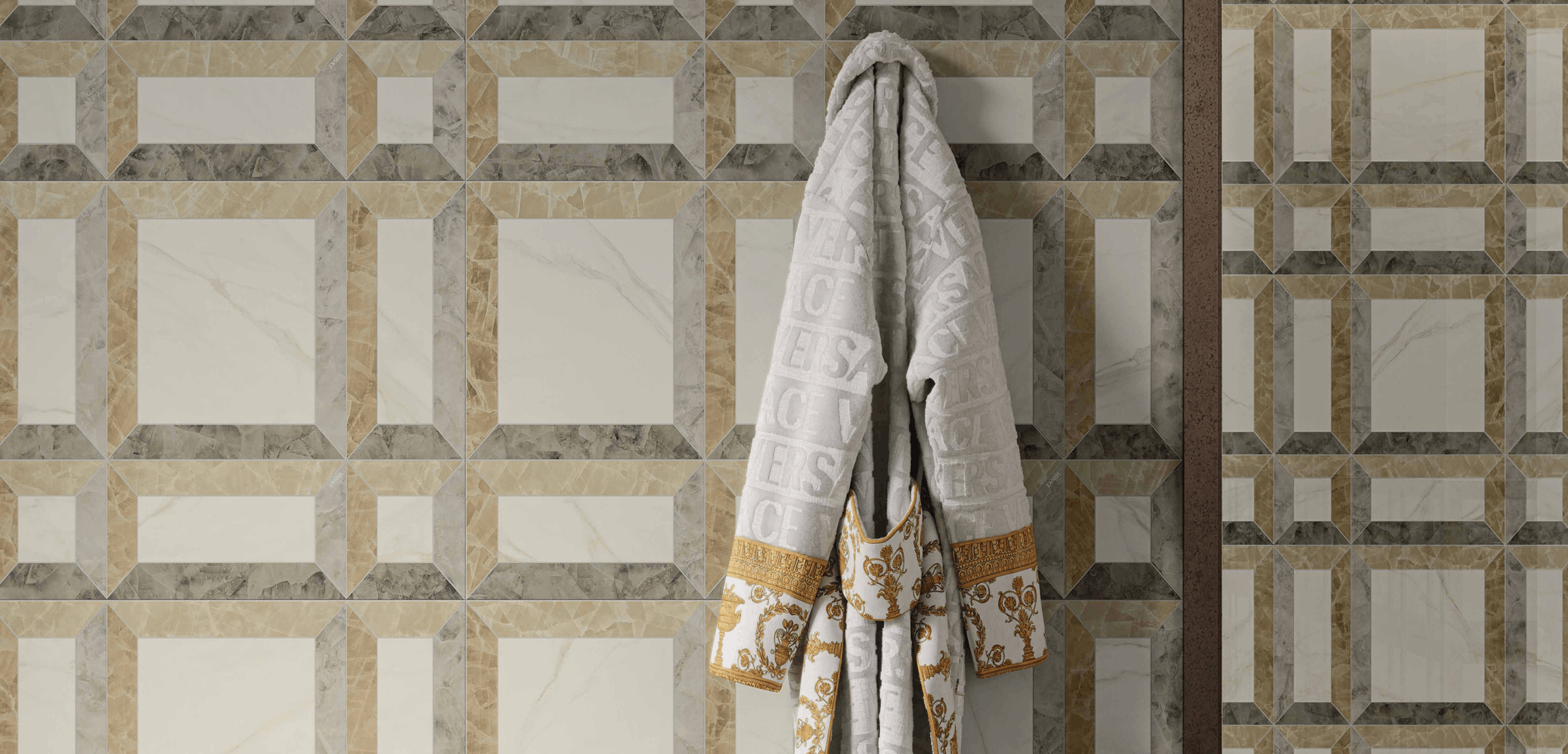 Versace Ceramics Tarsia patterned luxury marble-effect tiles
