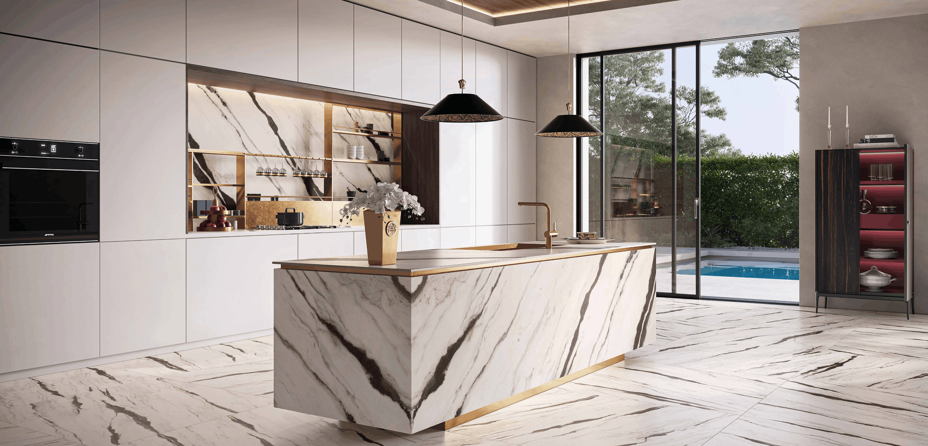 Versace Ceramics Maximvs large-format marble-effect slabs