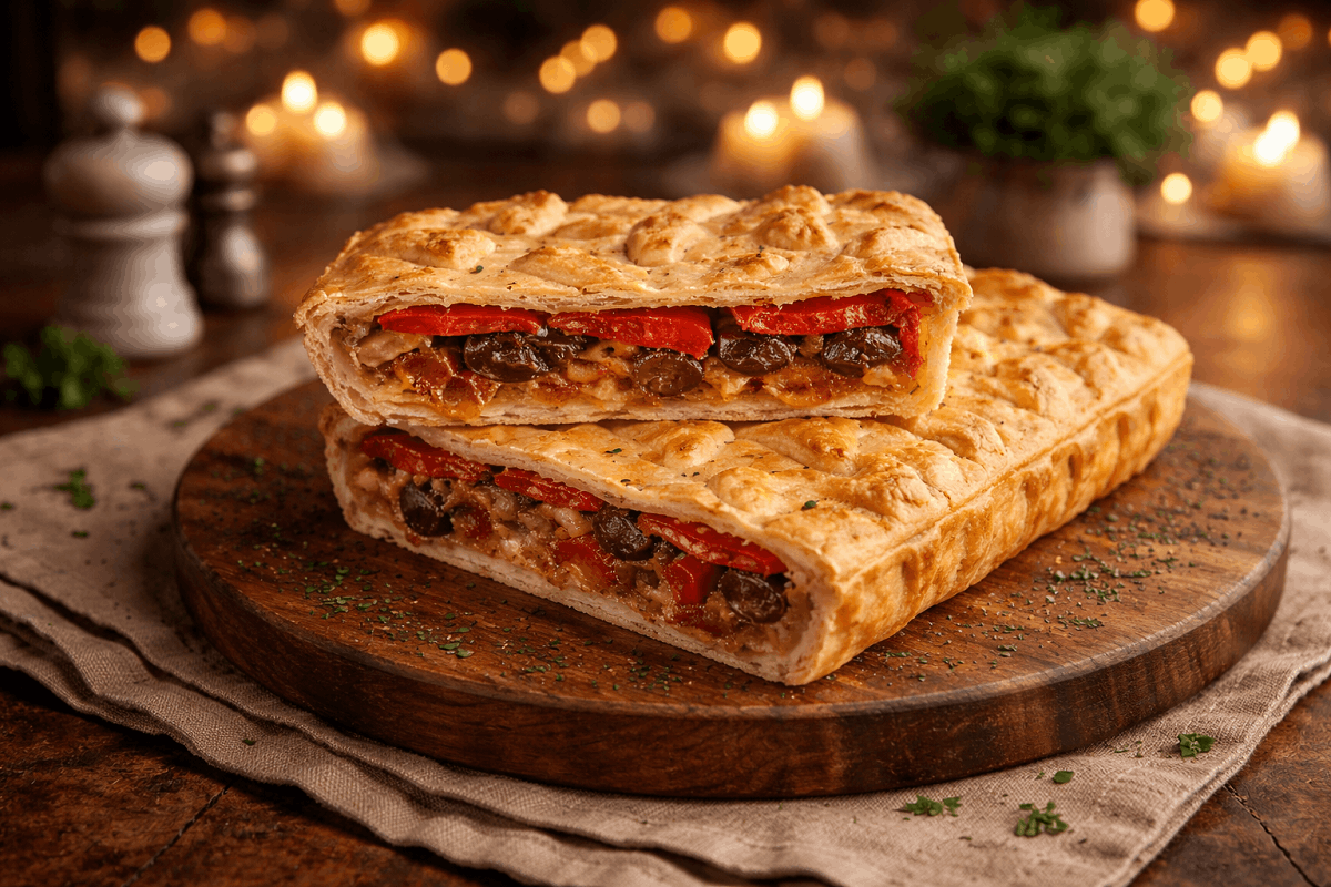 Roasted pepper and chorizo pie