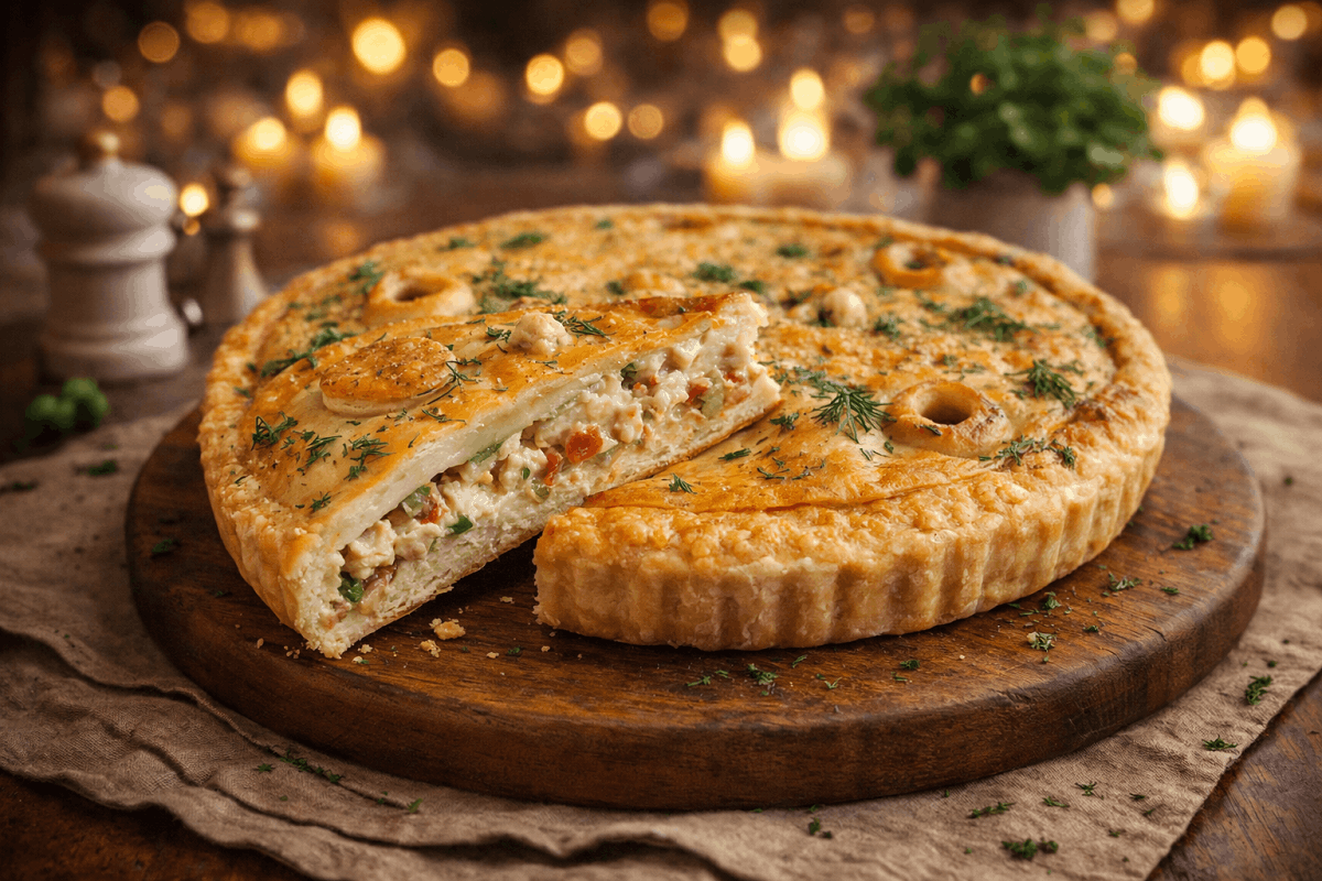 Homemade savory pie built on a from-scratch dough