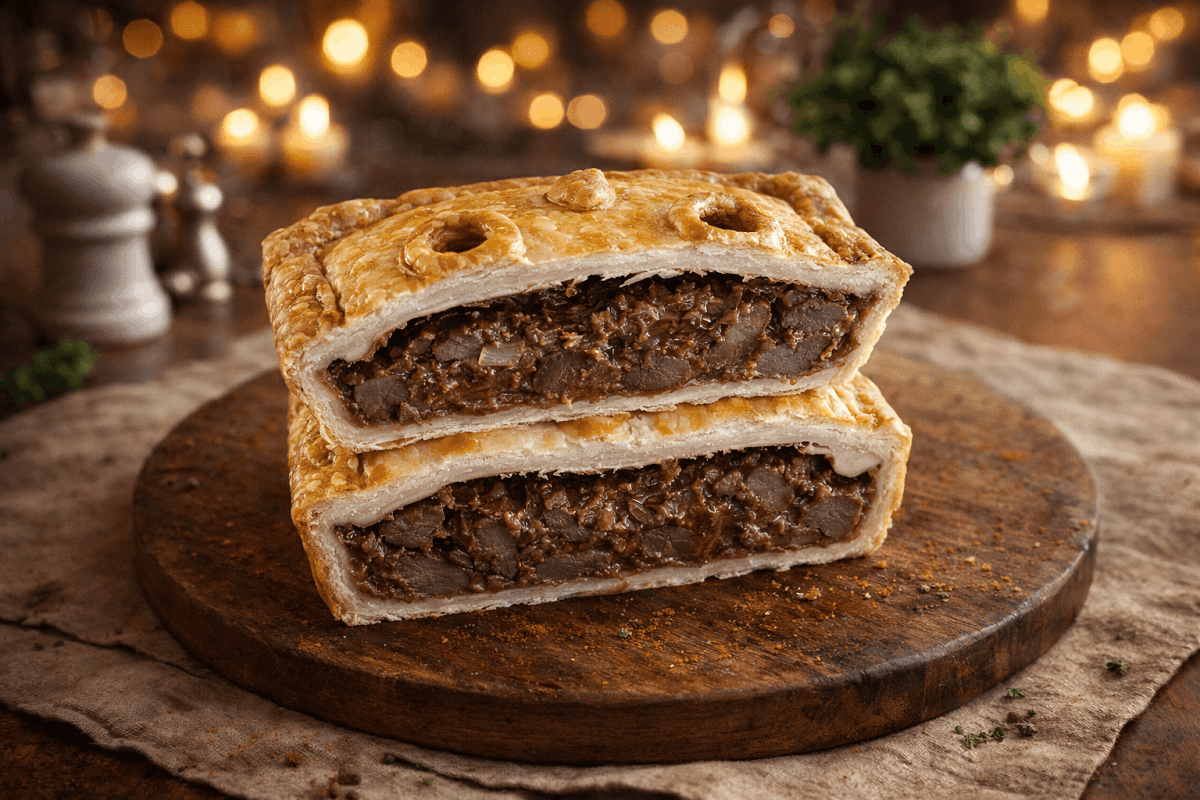 Beef pie with dark beer