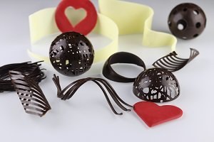 Simple chocolate decor made with tempered chocolate