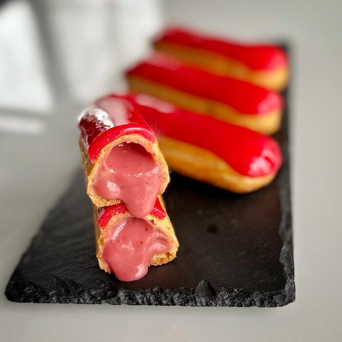 Strawberry almond eclair