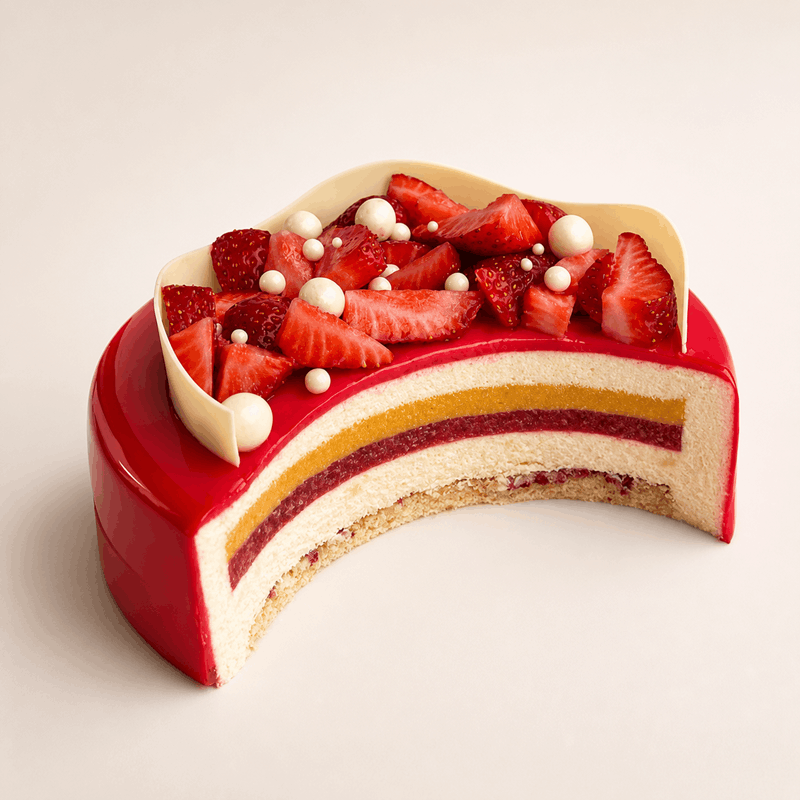 Modern mousse cake from the course
