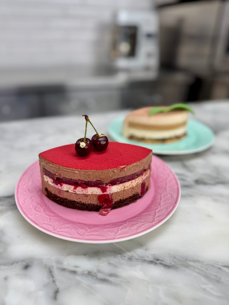 Mirror-glazed mousse cake