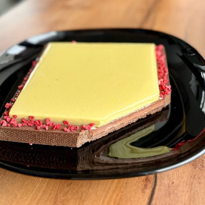 Chocolate pistachio tart