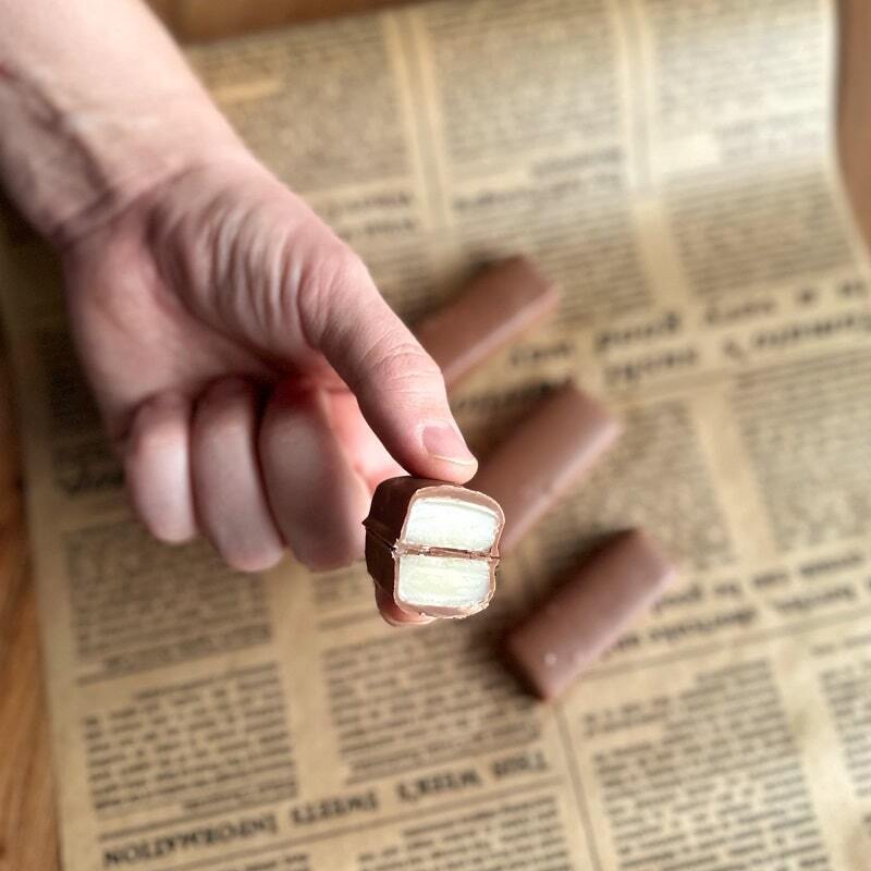 Coconut toffees in chocolate
