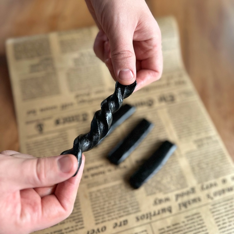 Black toffees with deep chocolate flavor