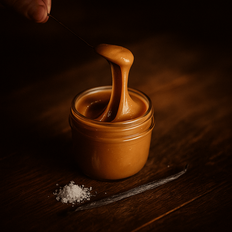 Salted vanilla caramel in a jar
