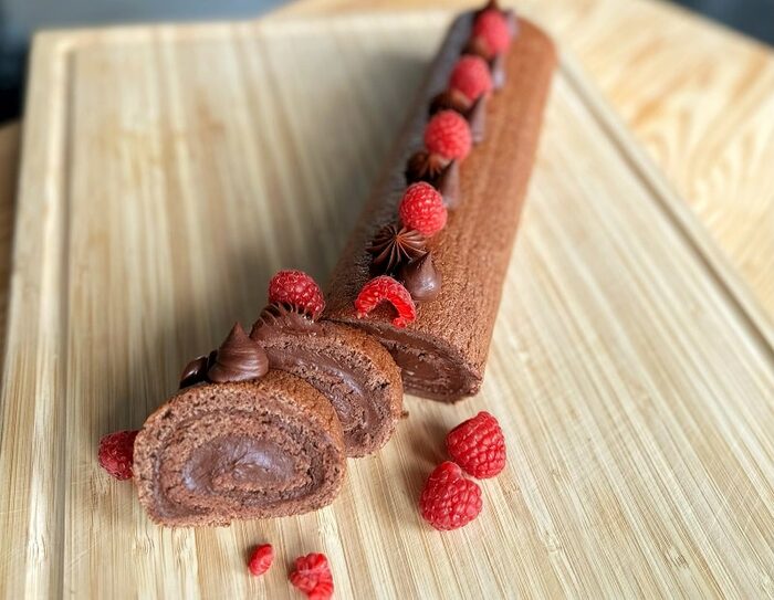 Chocolate raspberry roll
