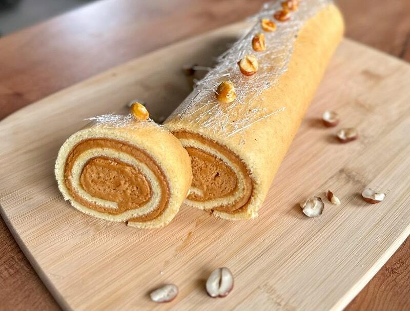 Caramel hazelnut cake roll from the Modern Cake Rolls course
