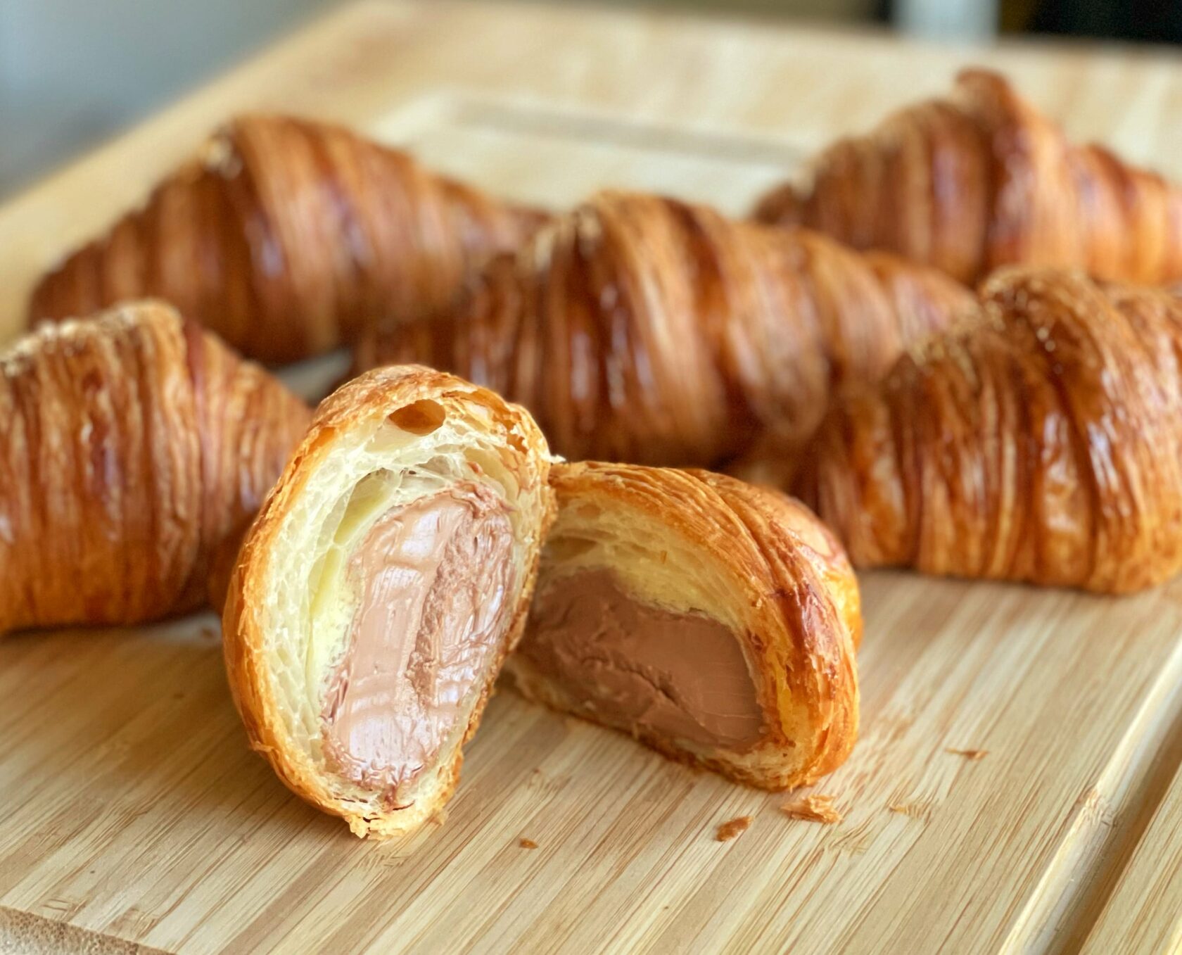 Chocolate custard croissants