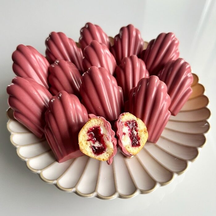 Filled and glazed madeleines from the Modern Madeleines course