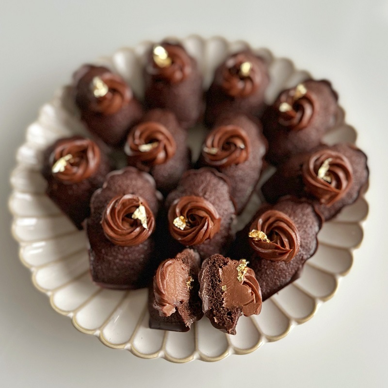 Glazed filled madeleines made on the Modern Madeleines course