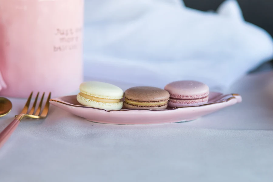 A colourful selection of finished macarons made by LeChefio students