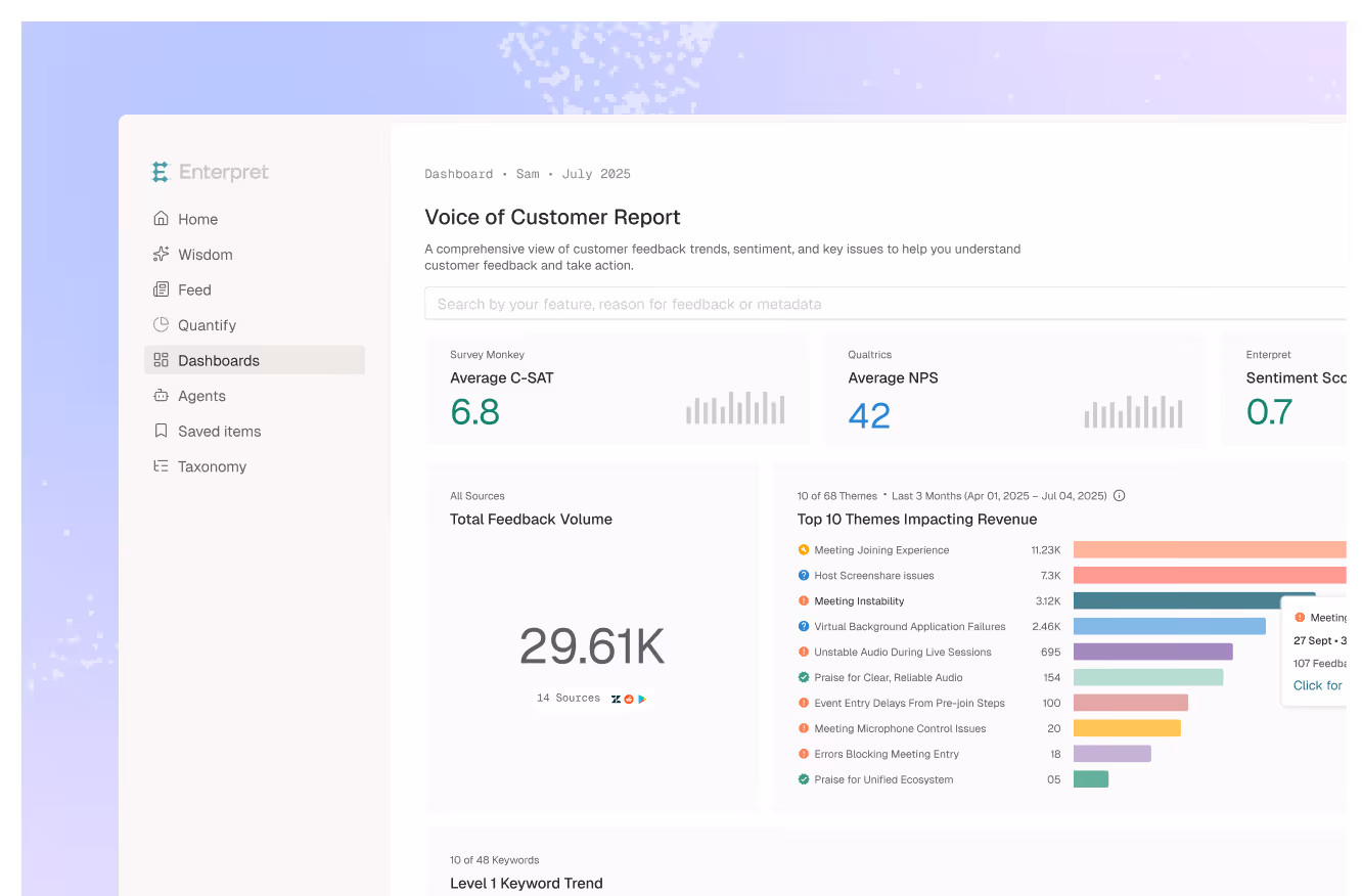 Enterpret customer intelligence platform