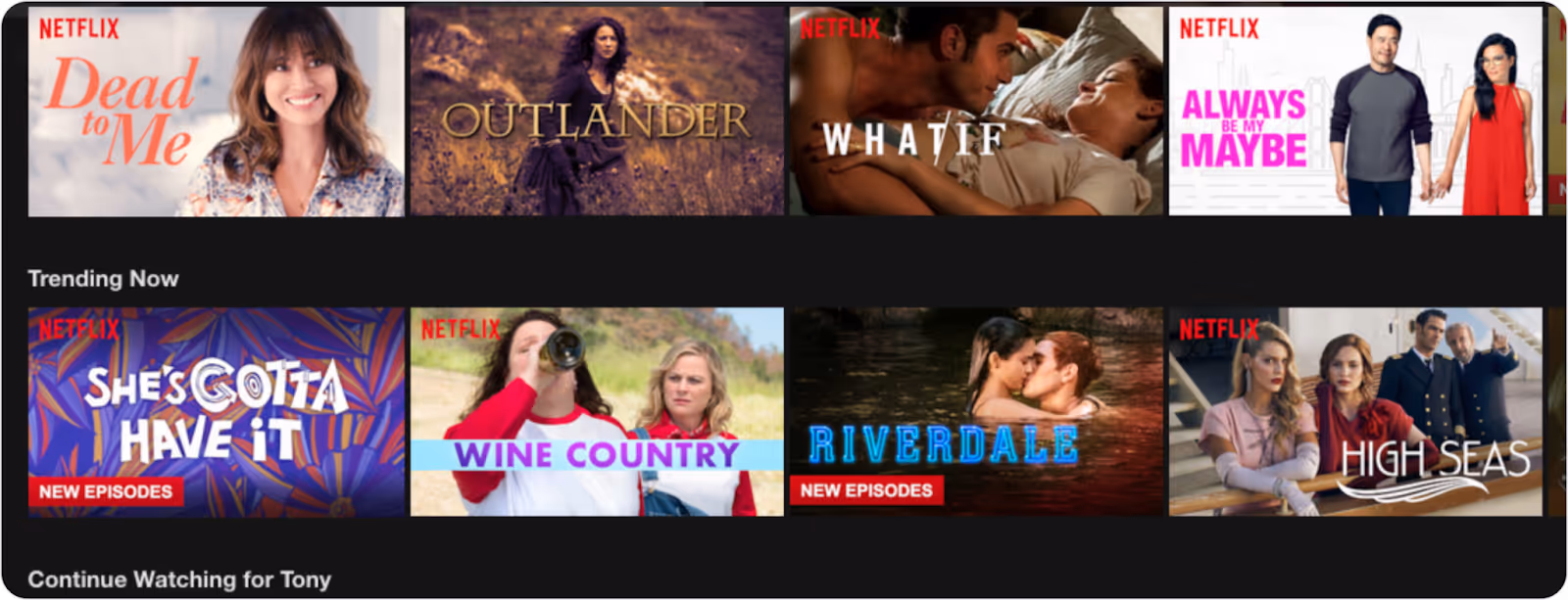 screenshot of netflix thumbnails