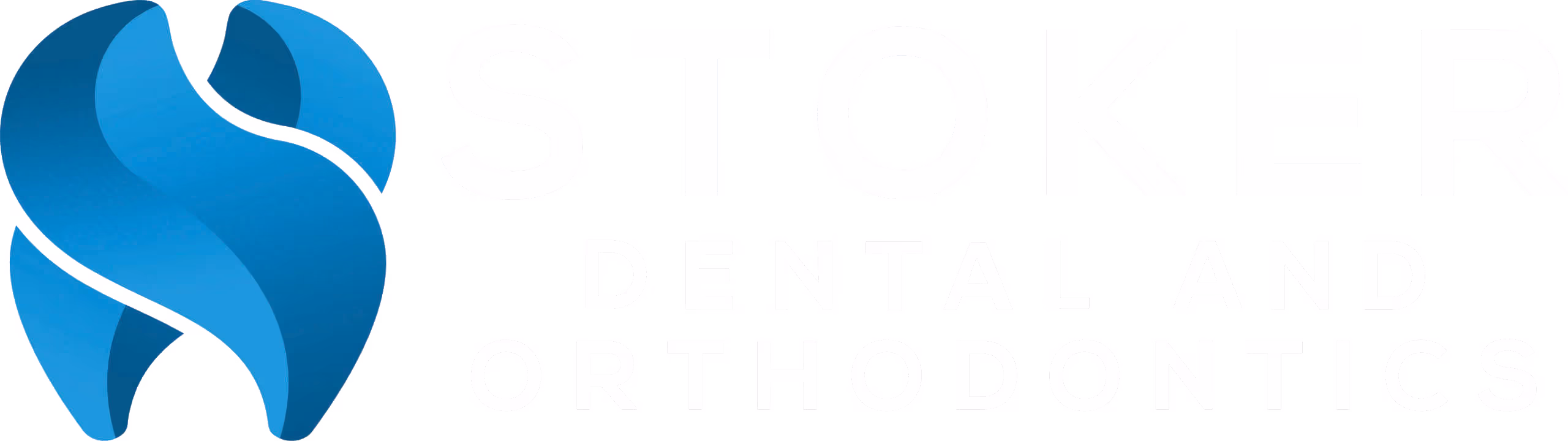 Blue abstract tooth-shaped logo for a dental and orthodontics practice.