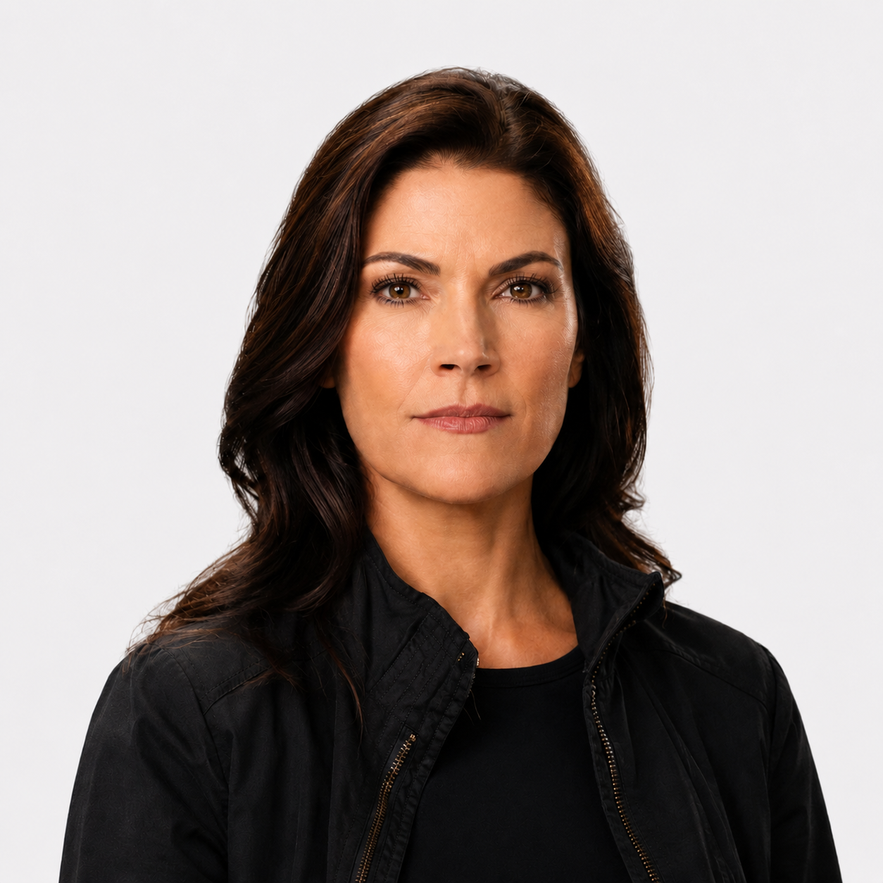 Professional female civilian investigator representing a global network of crime victim advocates.
