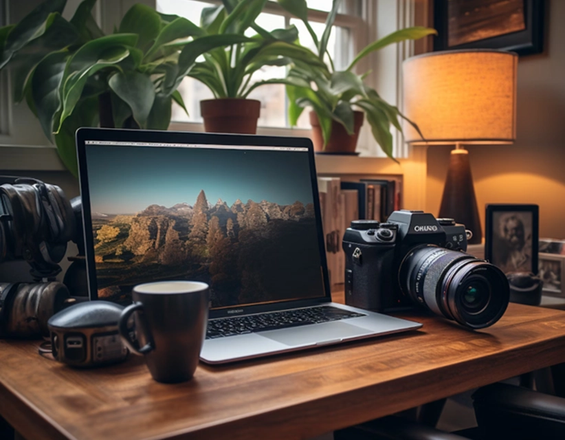 A laptop on a table