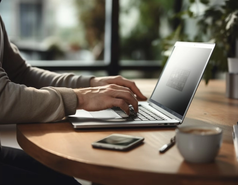 A person working with his laptop