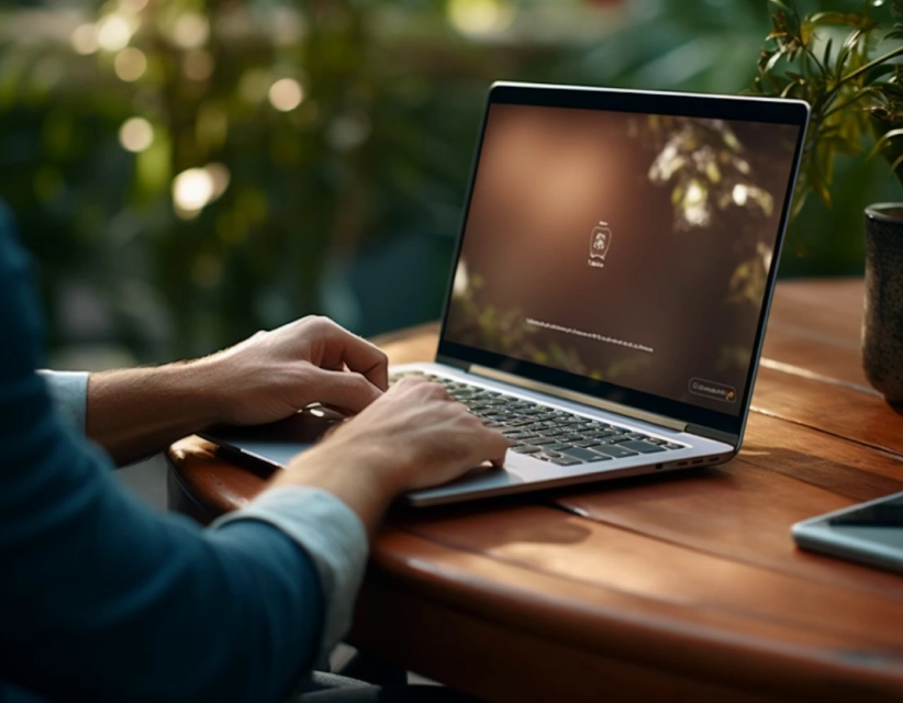 A person working with his laptop