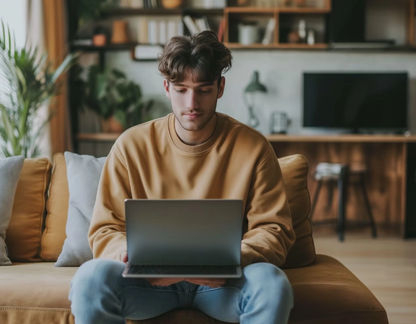 A person working with his laptop