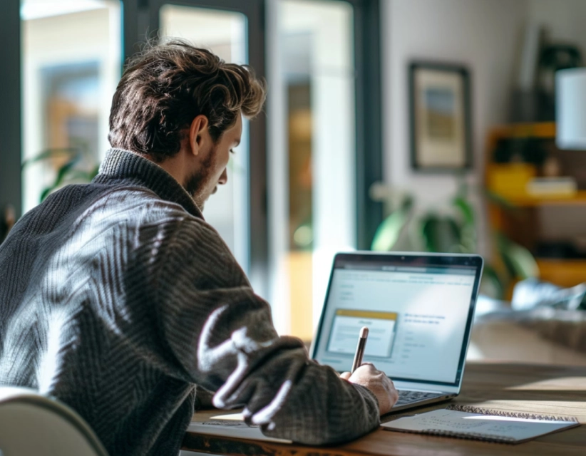 A person working with his laptop
