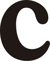 Large bold black letter C on a white background.
