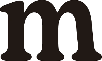 Lowercase letter m in a thick black serif font on a white background.