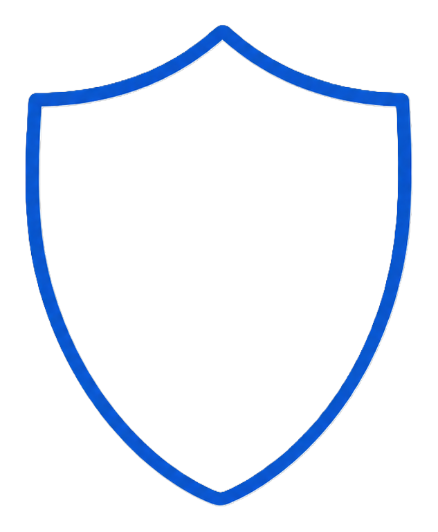 Blue outline of a shield shape on a black background.