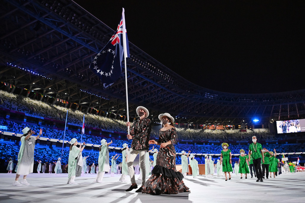 Cook Islands flag bearers at the Olympic Games.